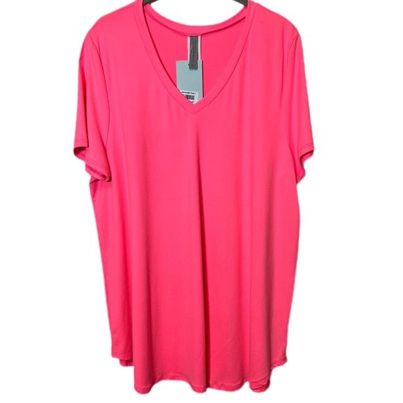 Honeyme Tops - HoneyMe Womens Top XL V Neck Relaxed Solid Bright Pink Soft Short sleeve NEW